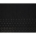 Black Embroidered with Mirror Work Border Synthetic Cotton Fabric, 140 Cms, India-D25390