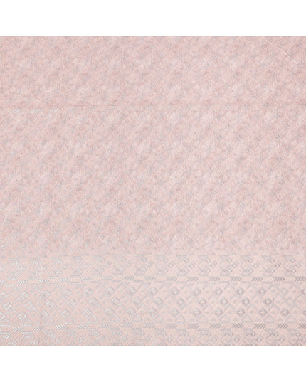 Blush Pink Geometric Motif with Subtle Shimmer Synthetic Cotton Fabric, 140 Cms, India-D25391