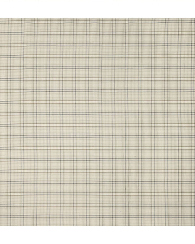 Cream Light Beige Checked Blended Cotton Shirting Fabric Soft Woven Check Design Breathable Apparel Material 150 Cms Width Made in India-D27429