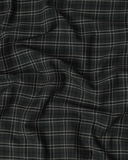Black Beige Checked Blended Cotton Shirting Fabric Soft Woven Check Pattern Breathable Apparel Material 150 Cms Width Made in India-D27428 Regal Fabrics