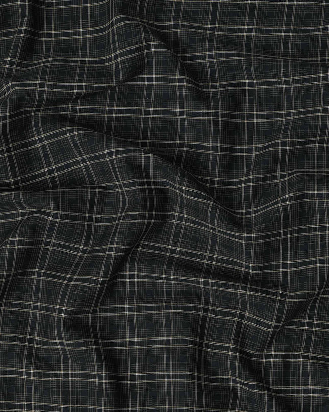 Black Beige Checked Blended Cotton Shirting Fabric Soft Woven Check Pattern Breathable Apparel Material 150 Cms Width Made in India-D27428 Regal Fabrics