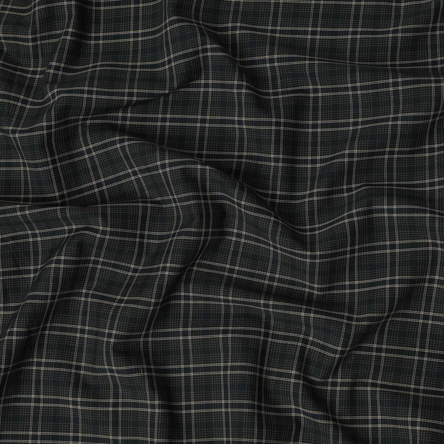 Black Beige Checked Blended Cotton Shirting Fabric Soft Woven Check Pattern Breathable Apparel Material 150 Cms Width Made in India-D27428 Regal Fabrics