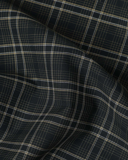 Black Beige Checked Blended Cotton Shirting Fabric Soft Woven Check Pattern Breathable Apparel Material 150 Cms Width Made in India-D27428 Regal Fabrics