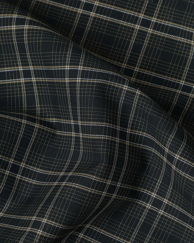 Black Beige Checked Blended Cotton Shirting Fabric Soft Woven Check Pattern Breathable Apparel Material 150 Cms Width Made in India-D27428 Regal Fabrics
