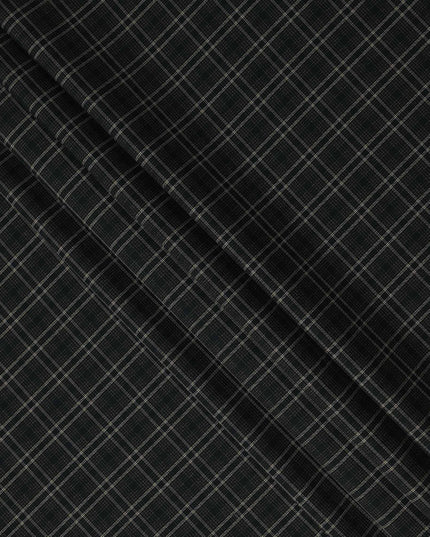 Black Beige Checked Blended Cotton Shirting Fabric Soft Woven Check Pattern Breathable Apparel Material 150 Cms Width Made in India-D27428 Regal Fabrics