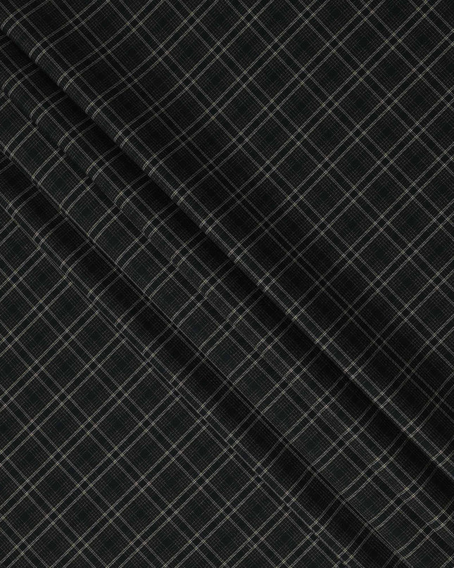 Black Beige Checked Blended Cotton Shirting Fabric Soft Woven Check Pattern Breathable Apparel Material 150 Cms Width Made in India-D27428 Regal Fabrics