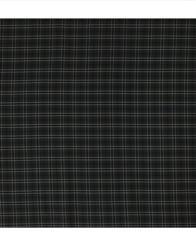Black Beige Checked Blended Cotton Shirting Fabric Soft Woven Check Pattern Breathable Apparel Material 150 Cms Width Made in India-D27428 Regal Fabrics
