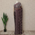 Wine Burgundy Premium French Metallic Chantilly Saree Lace With Stonework 5.5 Mtrs 110 Cms Width France-D27776