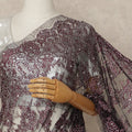 Wine Burgundy Premium French Metallic Chantilly Saree Lace With Stonework 5.5 Mtrs 110 Cms Width France-D27776