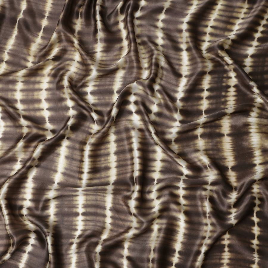 Dark Brown Tie-Dye Silk Satin Fabric 110cm