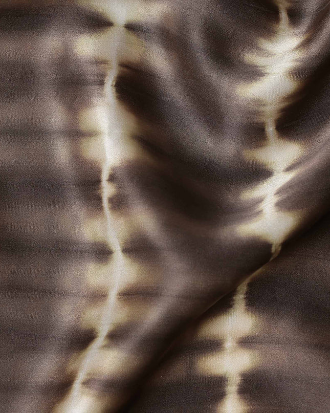 Dark Brown Tie-Dye Silk Satin Fabric 110cm