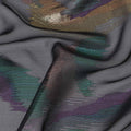 Black Premium Pure Silk Chiffon Fabric with Multicolor Metallic Lurex Design 110 Cms Width, Made in South Korea-D25865