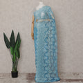 French Chantilly Lace Saree Piece - Sky Blue