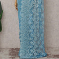 French Chantilly Lace Saree Piece - Sky Blue