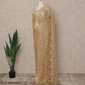Golden Beige Premium French Metallic Chantilly Saree Lace 5.5 Mtrs Length 110 Cms Width Designer Net Fabric Made In France, Blouse Not Included-D28123