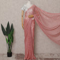 Dusty Rose Pink French Chantilly Lace Saree
