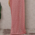 Dusty Rose Pink French Chantilly Lace Saree