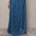 French Chantilly Lace Saree Piece - Peacock Blue