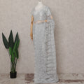 Platinum Silver French Chantilly Lace Saree