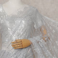 Platinum Silver French Chantilly Lace Saree