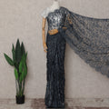 Grey French Chantilly Lace Saree | Regal