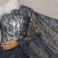 Grey French Chantilly Lace Saree | Regal