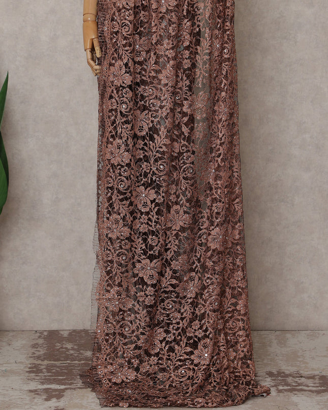 Copper French Chantilly Lace Saree | Regal