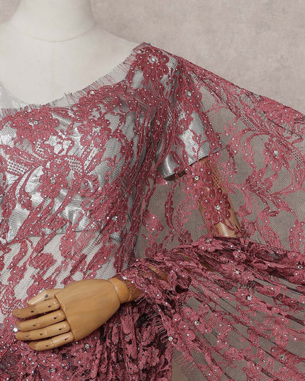 Pink French Chantilly Lace Saree | Regal