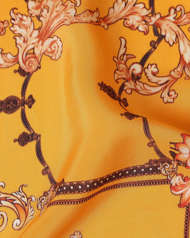 Yellow Bouquet Floral Printed Viscose Crepe 110cm