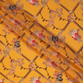 Yellow Bouquet Floral Printed Viscose Crepe 110cm