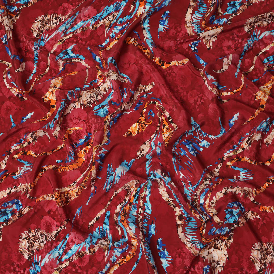Red Abstract Viscose Crepe Fabric 110cm - 0644500