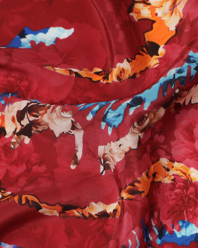 Red Abstract Viscose Crepe Fabric 110cm - 0644500