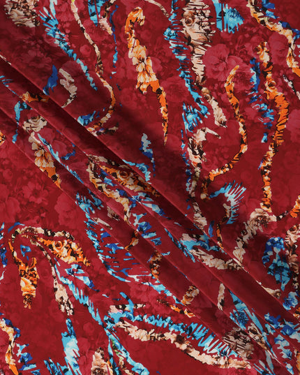 Red Abstract Viscose Crepe Fabric 110cm - 0644500