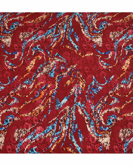 Red Abstract Viscose Crepe Fabric 110cm - 0644500