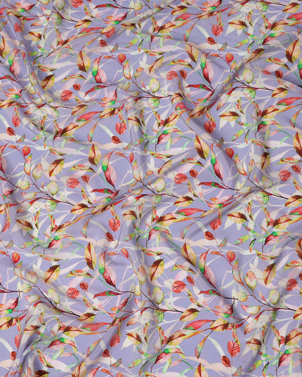Purple Leaf Printed Viscose Crepe 110cm