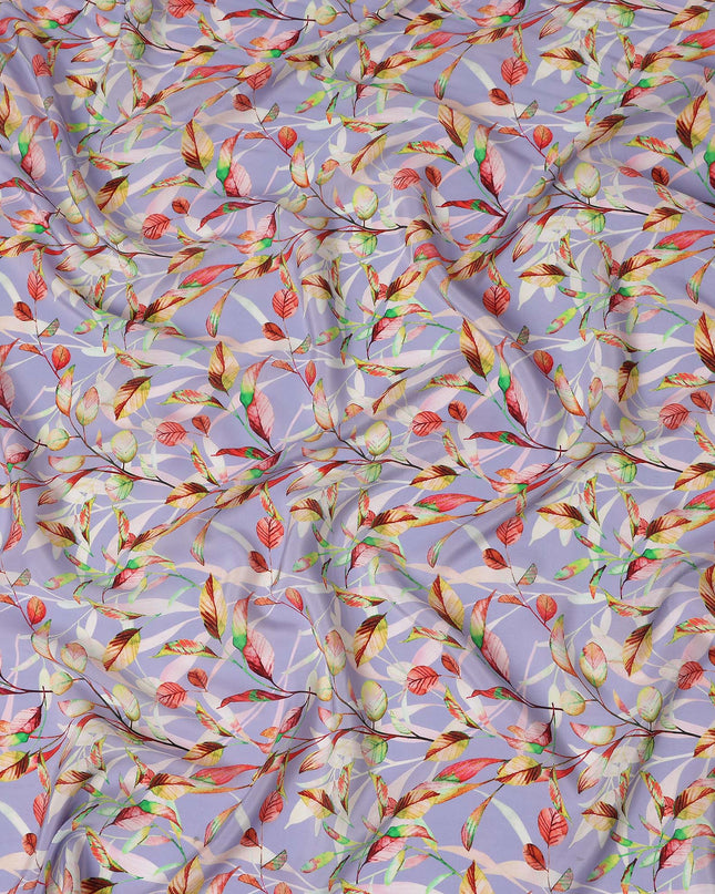 Purple Leaf Printed Viscose Crepe 110cm