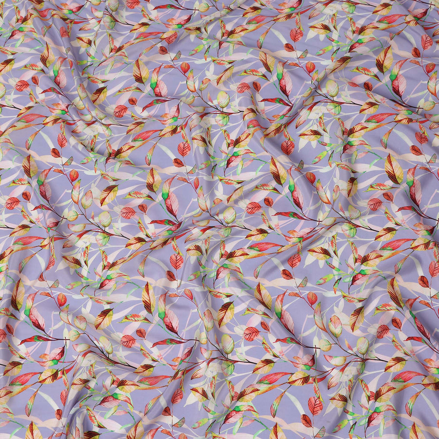 Purple Leaf Printed Viscose Crepe 110cm