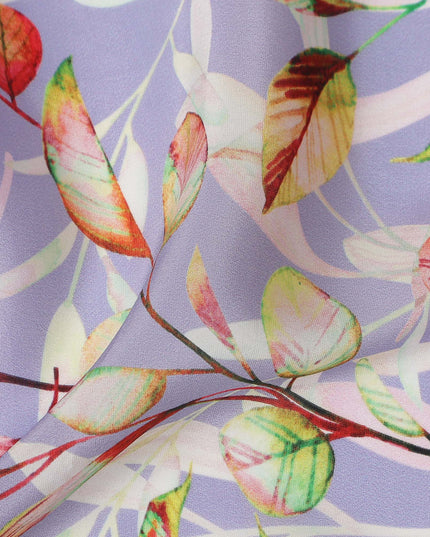Purple Leaf Printed Viscose Crepe 110cm