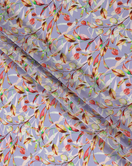Purple Leaf Printed Viscose Crepe 110cm