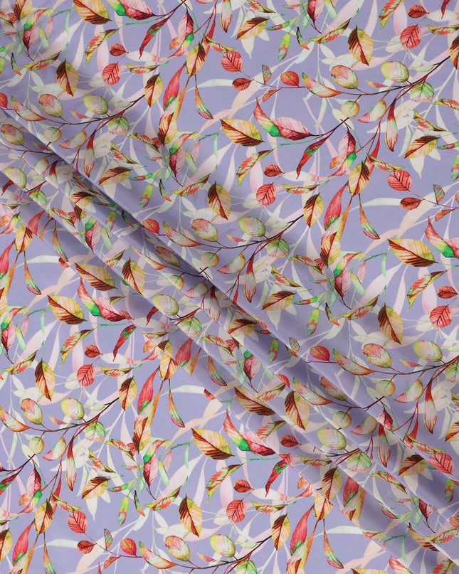 Purple Leaf Printed Viscose Crepe 110cm