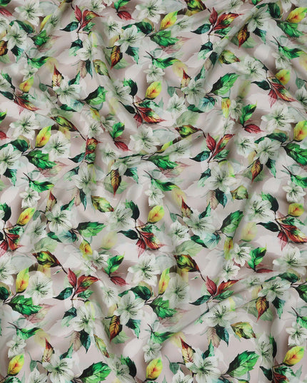 Pink Floral Printed Viscose Crepe 110cm