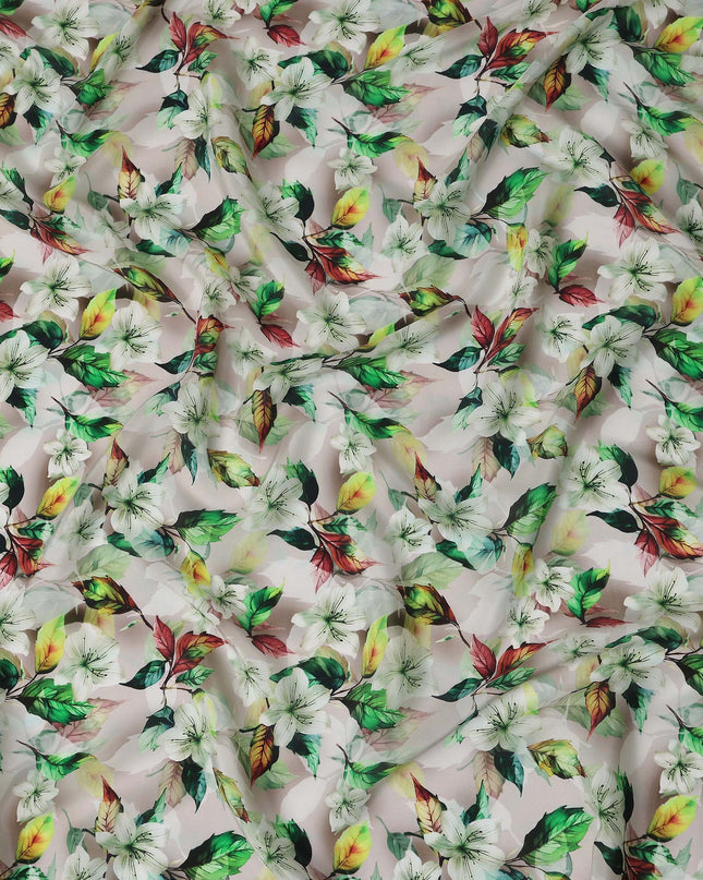 Pink Floral Printed Viscose Crepe 110cm