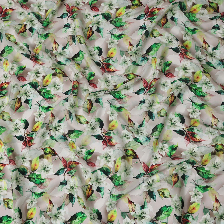 Pink Floral Printed Viscose Crepe 110cm