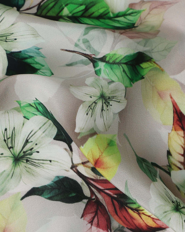 Pink Floral Printed Viscose Crepe 110cm