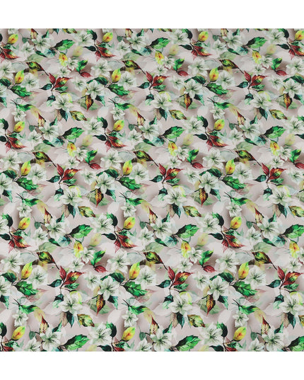 Pink Floral Printed Viscose Crepe 110cm