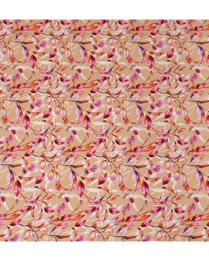 Beige Leaf Printed Viscose Crepe 110cm