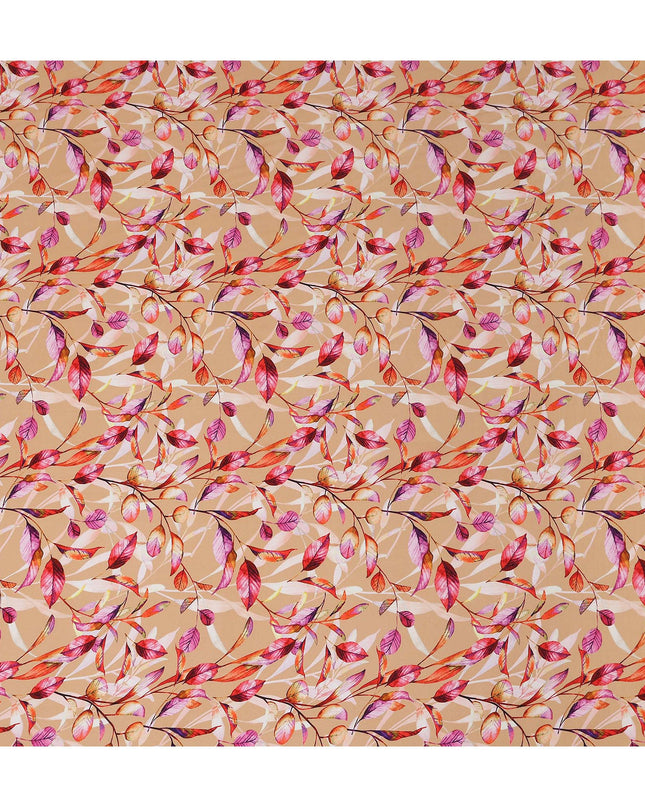 Beige Leaf Printed Viscose Crepe 110cm