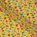Yellow Floral Printed Viscose Crepe 110cm