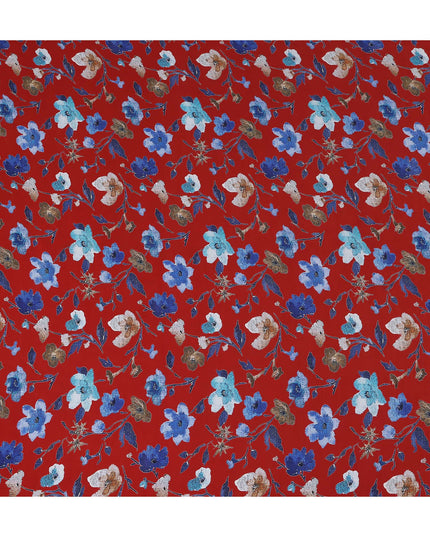 Red Floral Printed Viscose Crepe 110cm