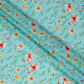 Blue Floral Printed Viscose Crepe 110cm